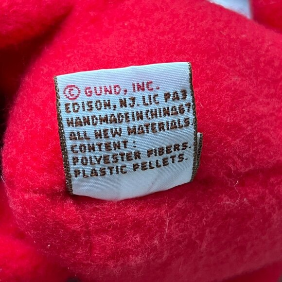Vintage Gund Hot Shots Hotshots 2459 Red Plush Bear Green Scarf Christmas 9" - Picture 8 of 10